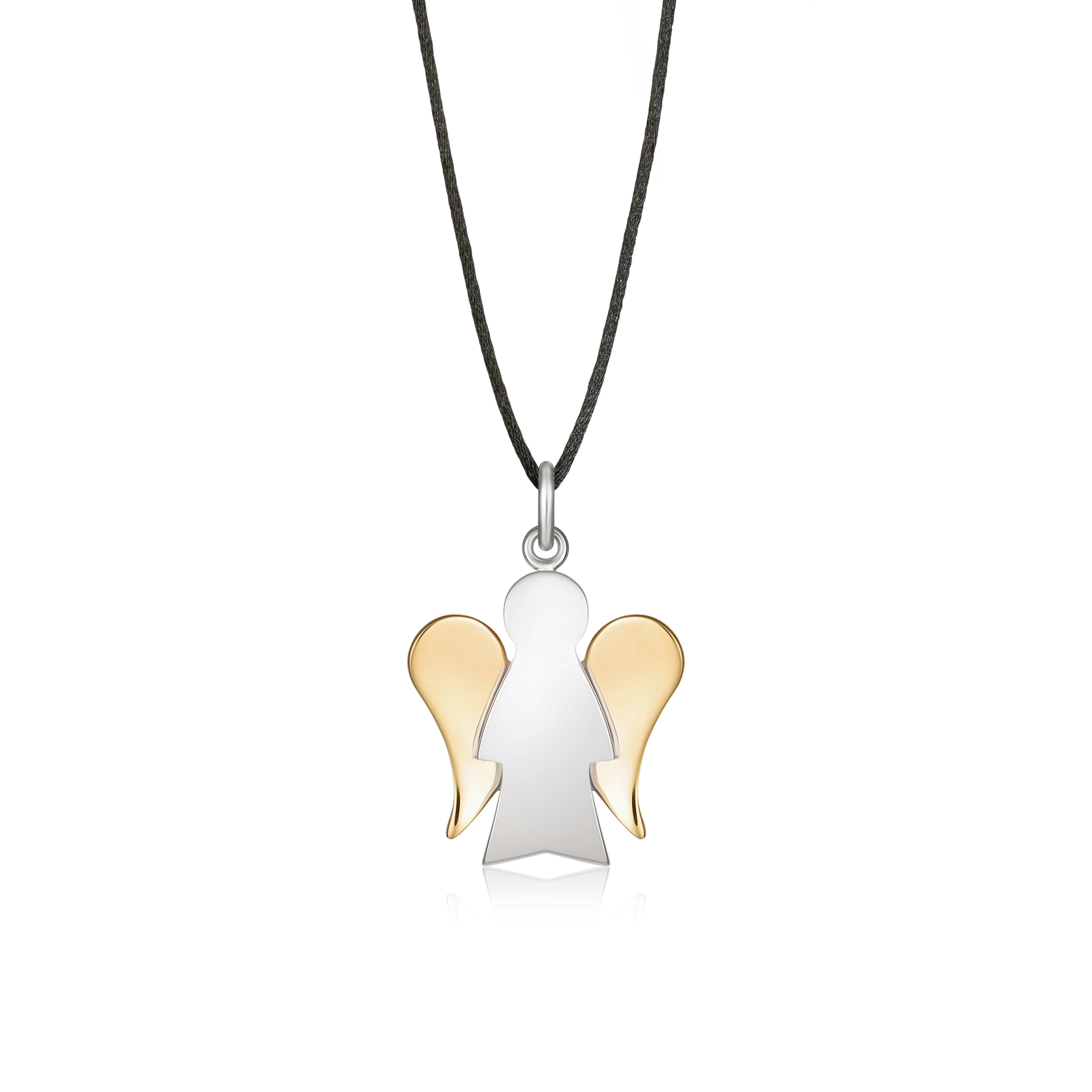 Ciondolo Angelo in Oro Bianco e Giallo