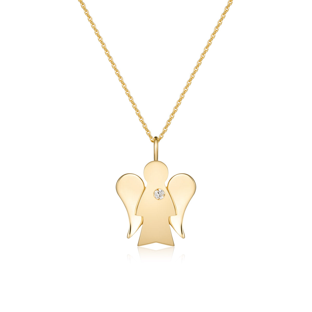 Collana con pendente angelo in oro giallo e diamante