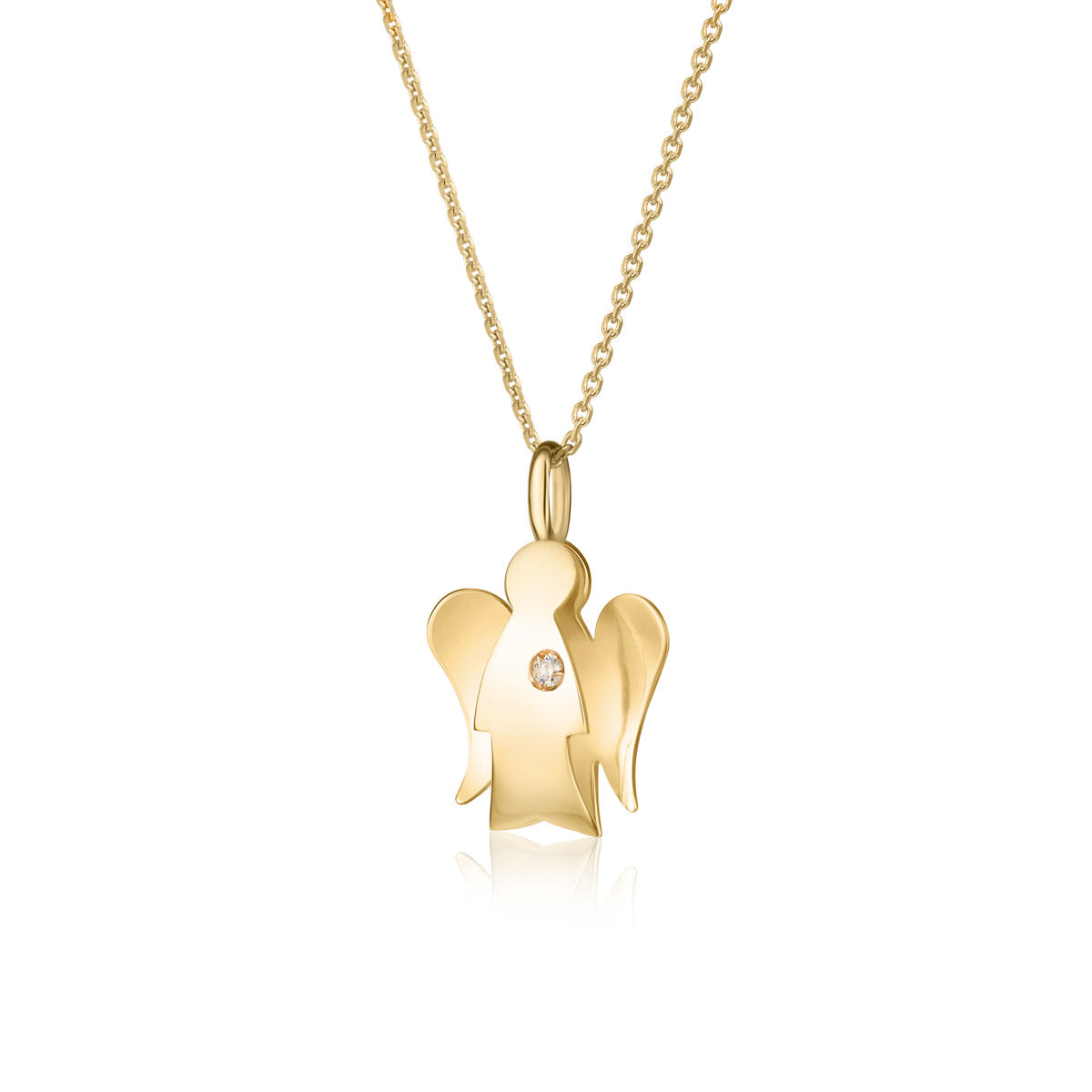 Collana con pendente angelo in oro giallo e diamante