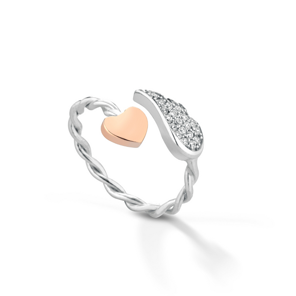 Anello con cuore e ala