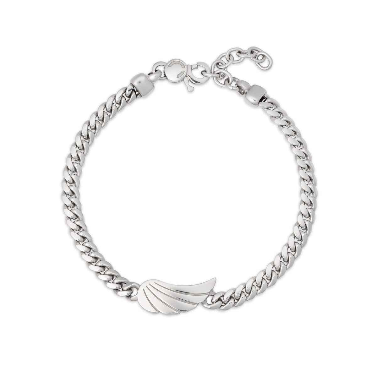 Bracciale uomo groumette in argento con ala
