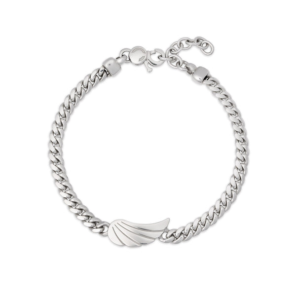 Bracciale uomo groumette in argento con ala