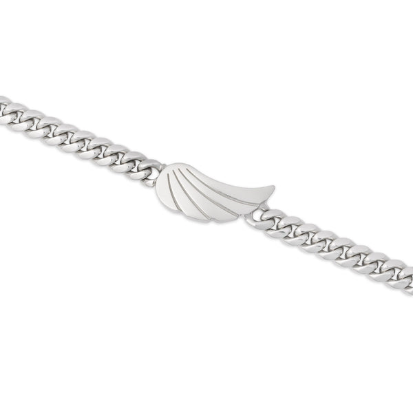 Bracciale uomo groumette in argento con ala