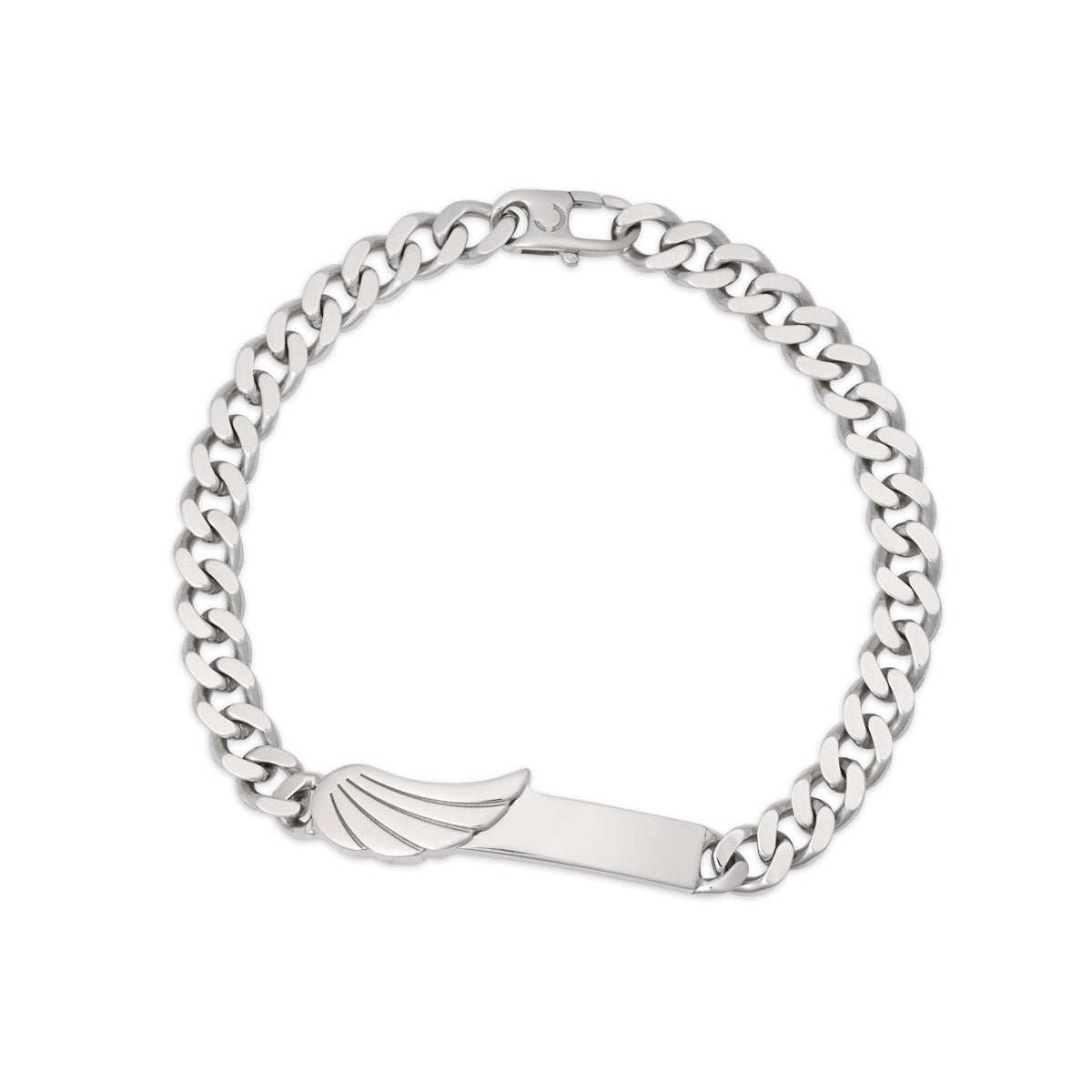 Bracciale uomo groumette in argento con targhetta