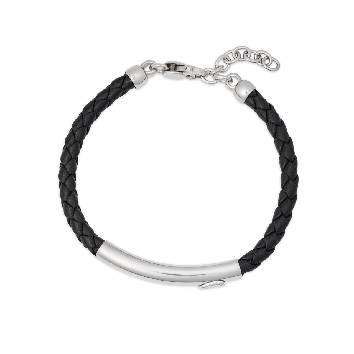 Bracciale in pelle con elemento in argento e ala a rilievo
