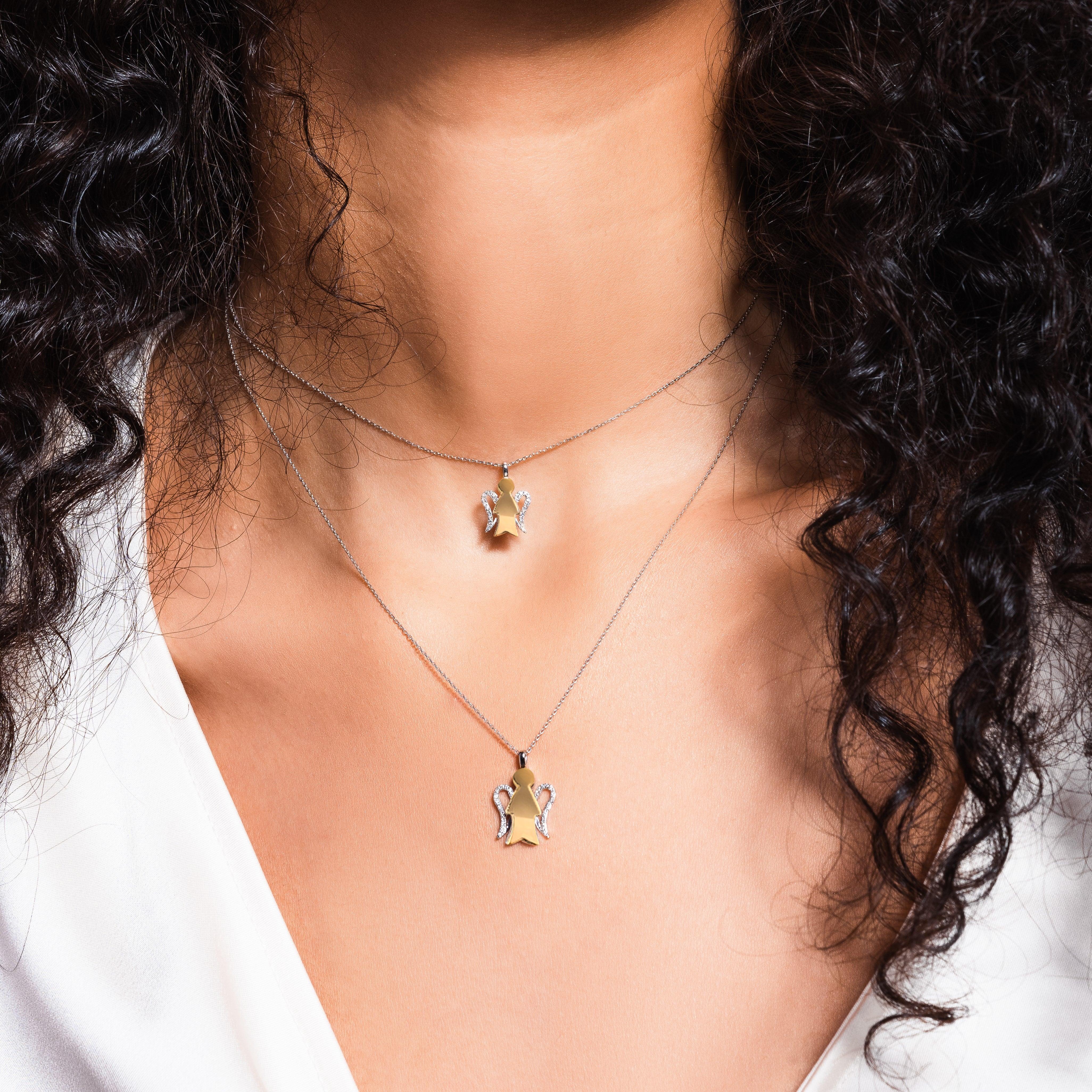 Collana con angelo in oro giallo e ali diamantate - Roberto Giannotti