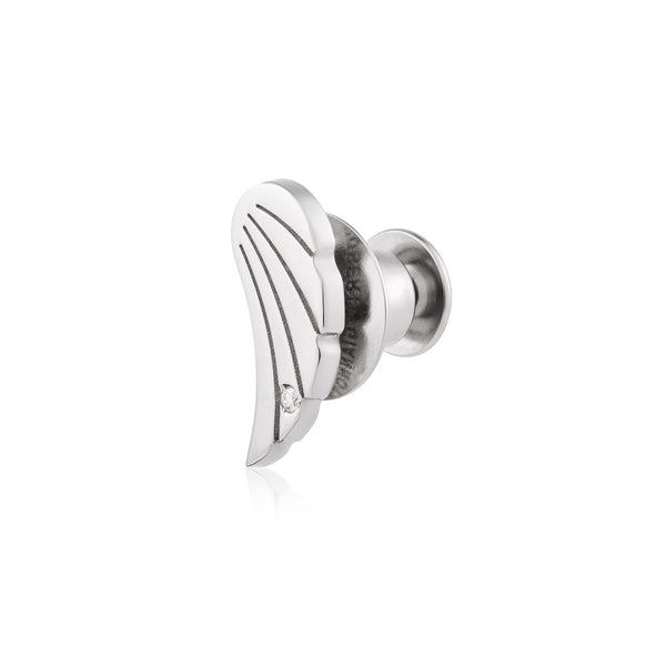 Spilla ala in argento con diamante