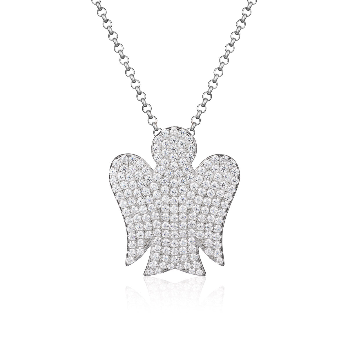 Collana con Angelo in Argento e Zirconi