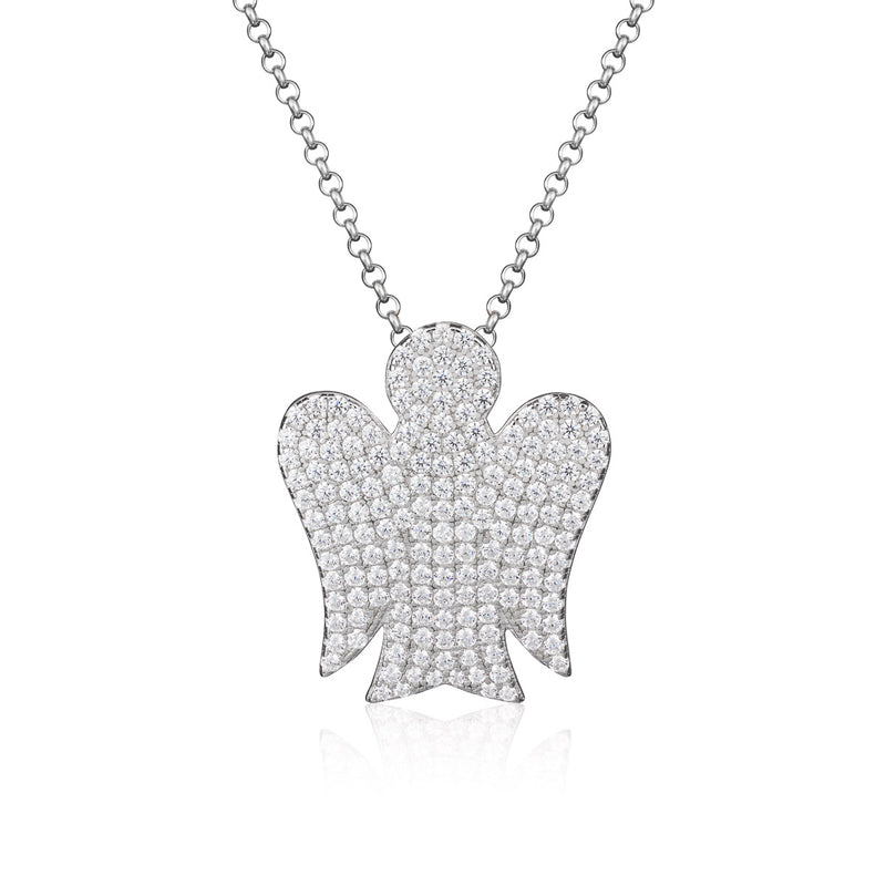 Collana con Angelo in Argento e Zirconi