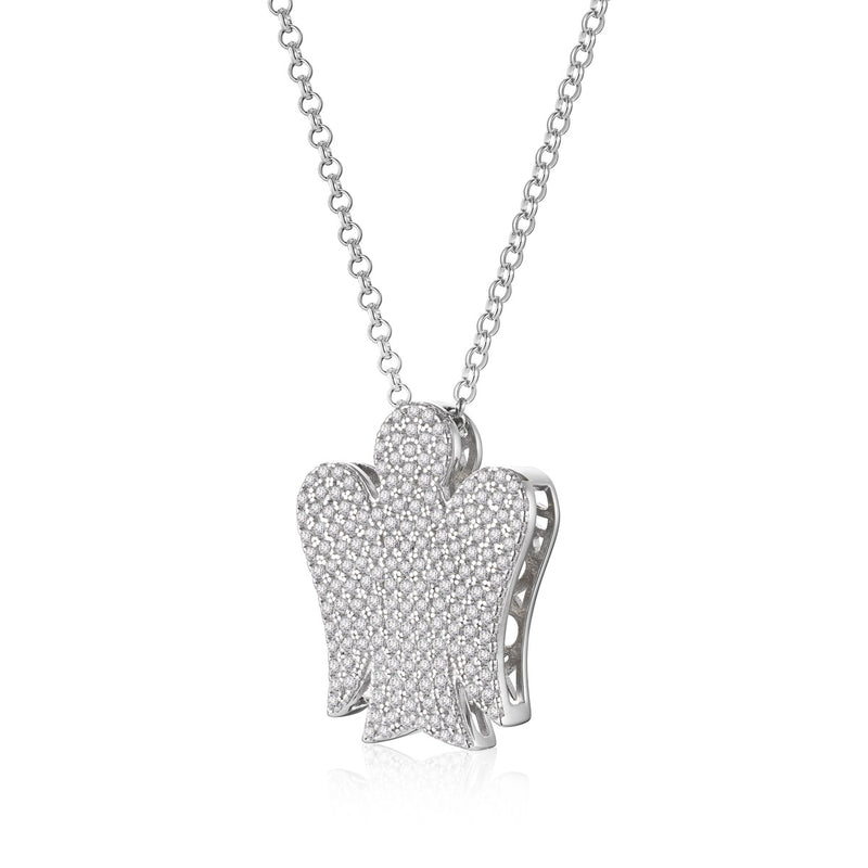 Collana con Angelo in Argento e Zirconi