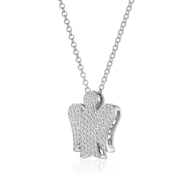 Collana con Angelo in Argento e Zirconi