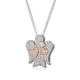 Silver Necklace with Angel Hearts and Zircons
