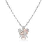 Silver Necklace with Angel Hearts and Zircons