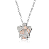 Silver Necklace with Angel Hearts and Zircons