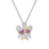 Silver Necklace with Angel Hearts and Zircons