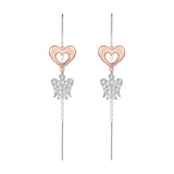 Earrings With Angel And Heart in Rose Silver