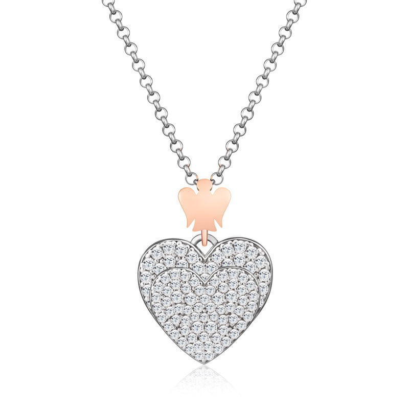 Double heart pendant necklace
