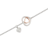 Bracciale trilogia con cuore charm di pavè