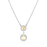 Collana con Angelo e Cuore in Argento Dorato e Zirconi