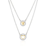 Collana doppia catena con angelo, cuore e zirconi