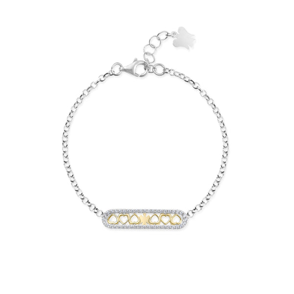 Bracciale angelo dorato, cuori e zirconi