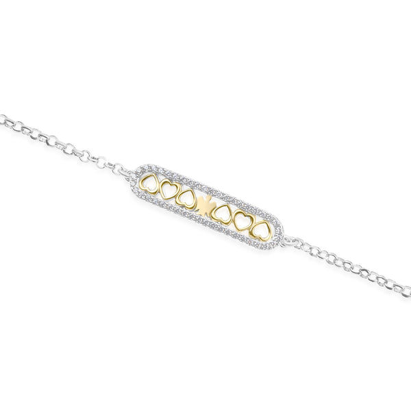 Bracciale angelo dorato, cuori e zirconi