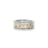 Anello angelo e cuori in argento dorato