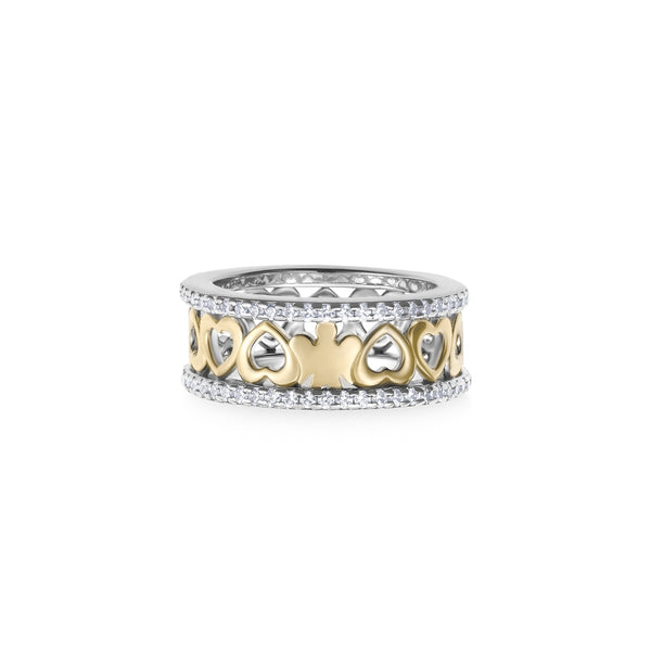 Anello angelo e cuori in argento dorato