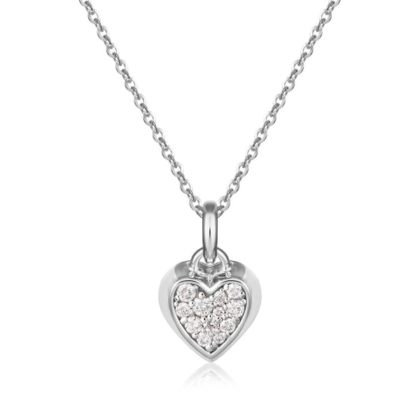 Heart necklace in white gold and diamonds