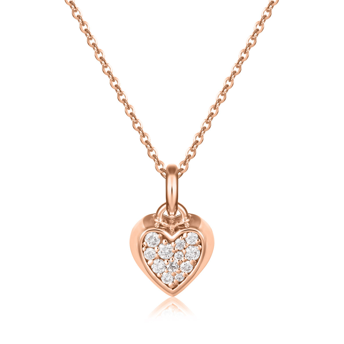 Collana con cuore in oro rosa e diamanti brown