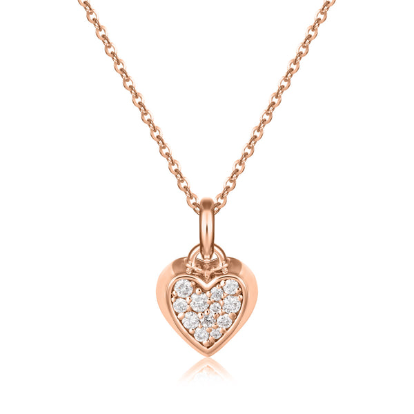 Collana con cuore in oro rosa e diamanti brown