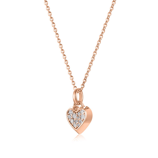 Collana con cuore in oro rosa e diamanti brown