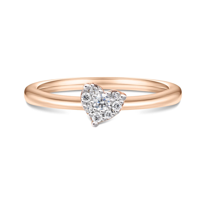 Rose gold diamond heart ring