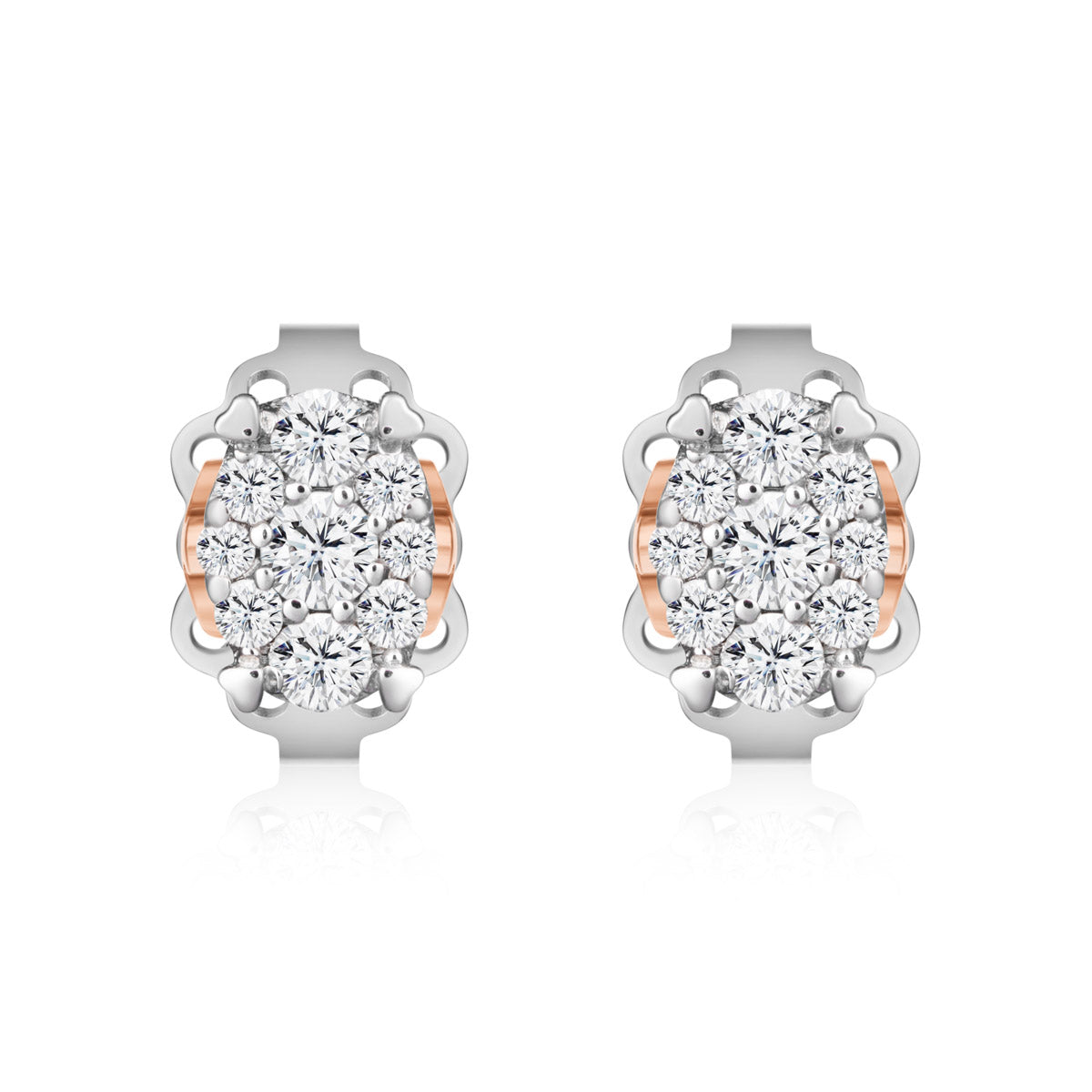 Orecchini in oro bianco con ovale di diamanti