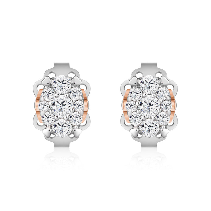 White gold earrings with diamond oval
