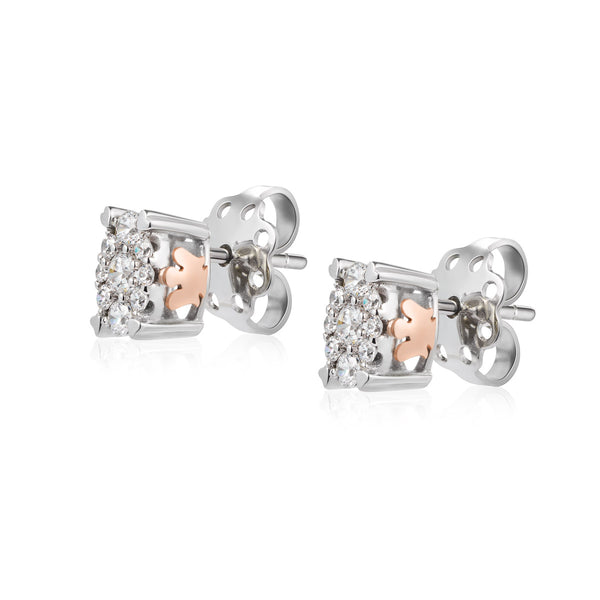 White gold earrings with diamond oval