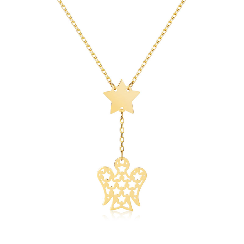 Necklace with Angel and Star in Gold