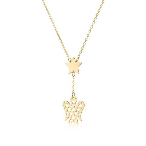 Necklace with Angel and Star in Gold
