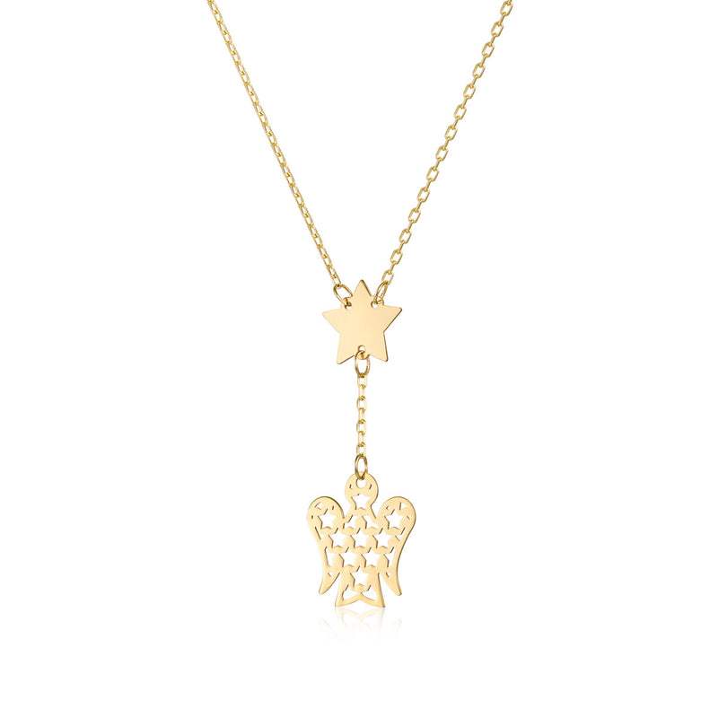Necklace with Angel and Star in Gold