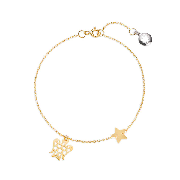 Bracelet with Angel and Star in Gold