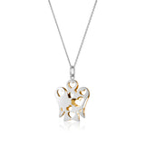 Collana Con Pendente Angelo con Cuori Double Face In Oro Bianco E Giallo
