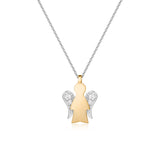 Collana In Oro Bianco Con Pendente Angelo In Oro Bianco E Giallo E Diamanti
