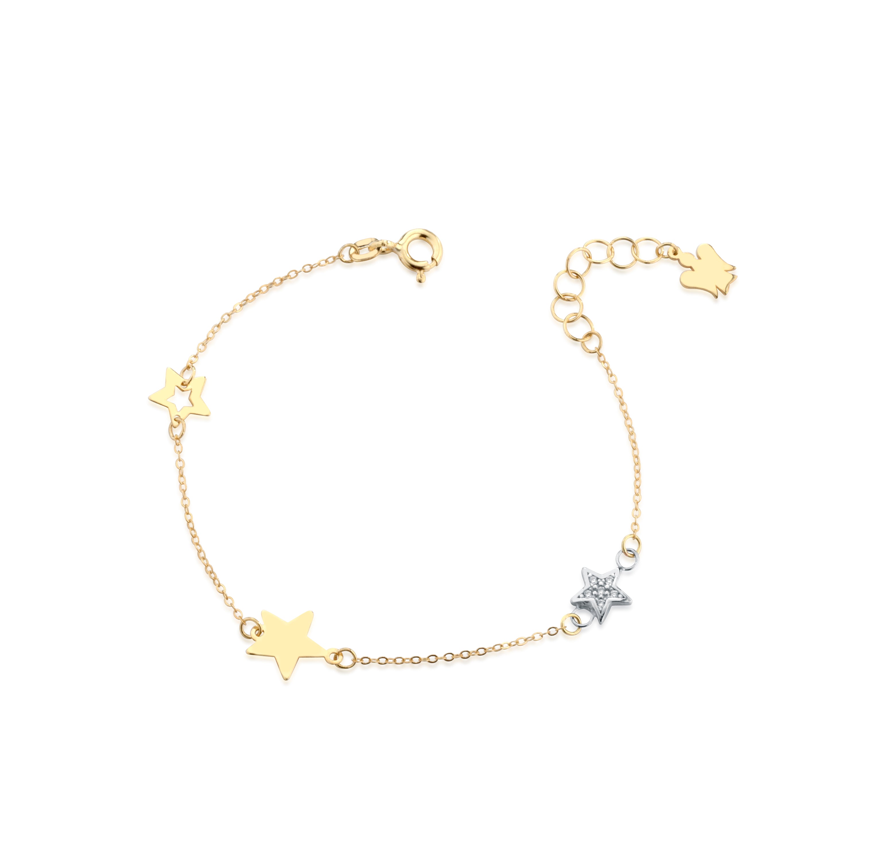 Bracciale Young con pendente angelo in oro giallo e stella