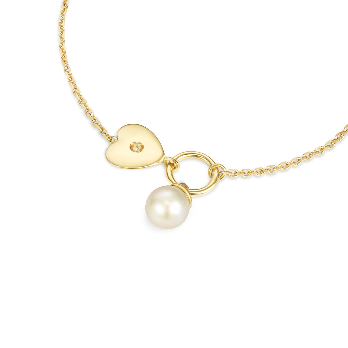 Bracciale in oro giallo con perla e diamante