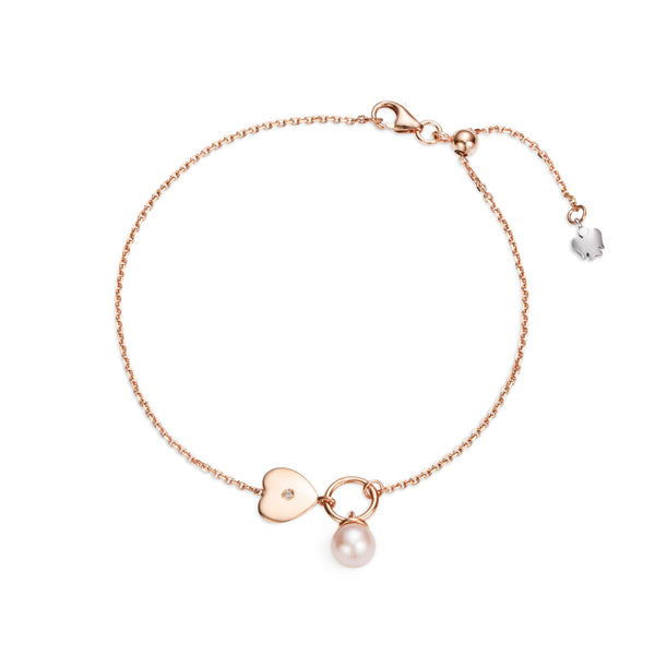 Bracciale in oro rosa con perla e diamante