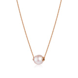 Rose gold necklace with pink passing pearl