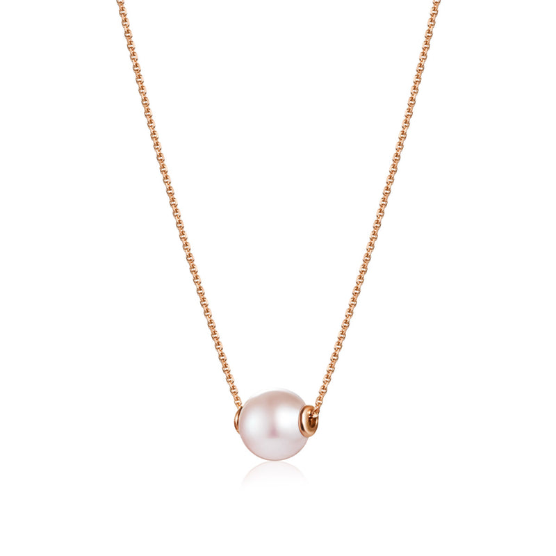 Rose gold necklace with pink passing pearl