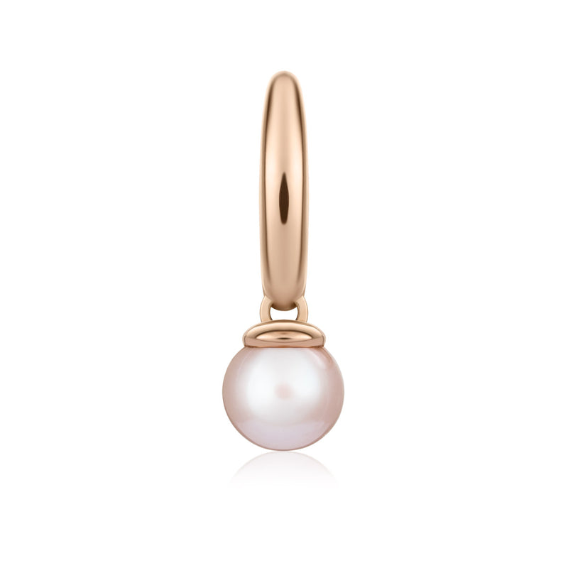 Rose gold single earring with pearl charm