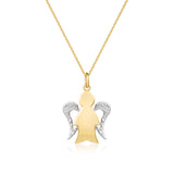 Necklace with gold angel and diamond wings