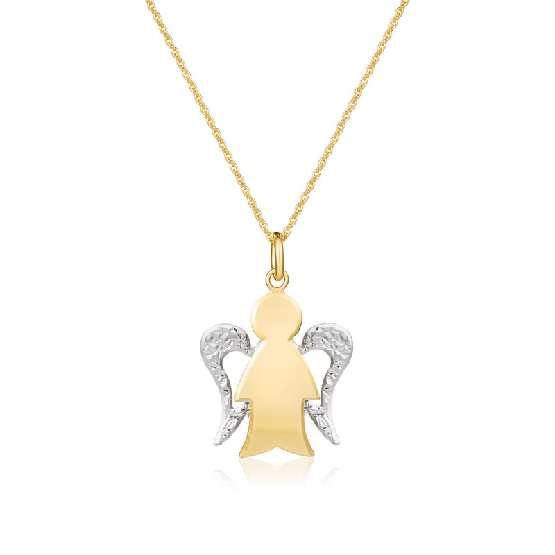 Collana con Angelo in oro e ali diamantate